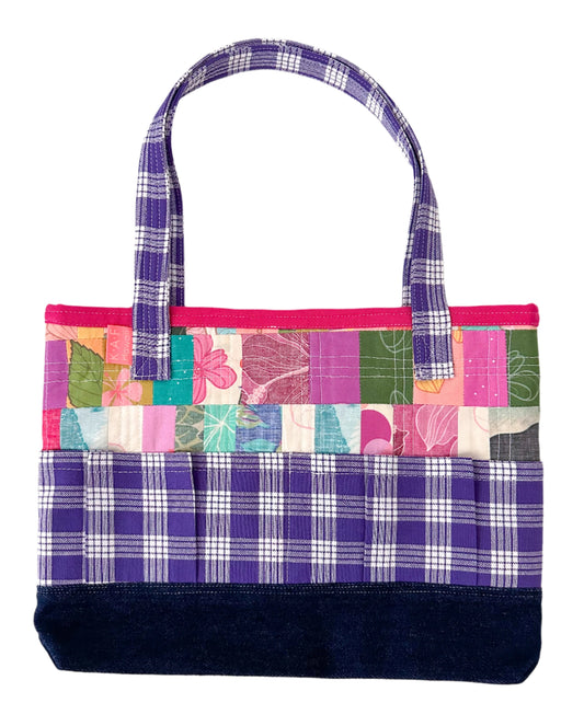 Small Patchwork/Purple Palaka Tote Bag